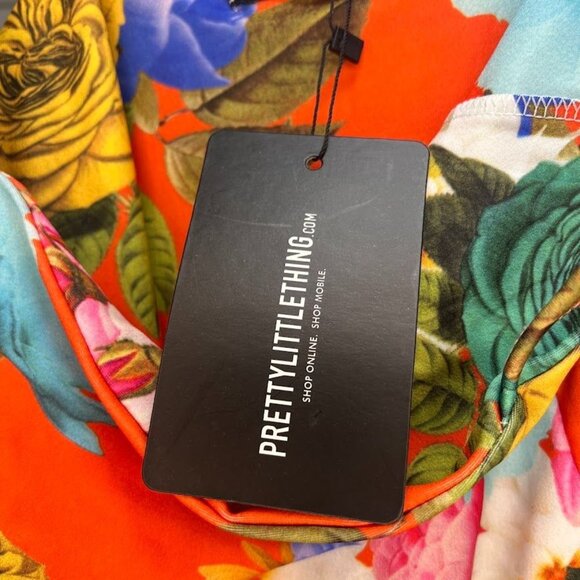 Pretty Little Thing NWT Bathing Suit Swim Tropical Bright One Piece 4 - Picture 5 of 6